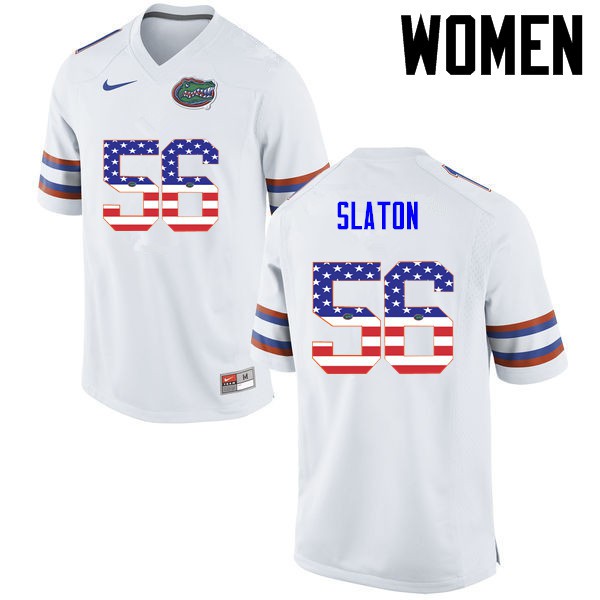 Florida Gators Women #56 Tedarrell Slaton College Football USA Flag Fashion White